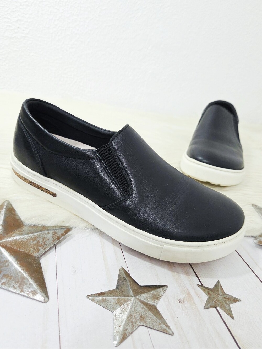 Birkenstock Oswego Slip on Black leather sneakers comfort unisex sz 40 women's 9